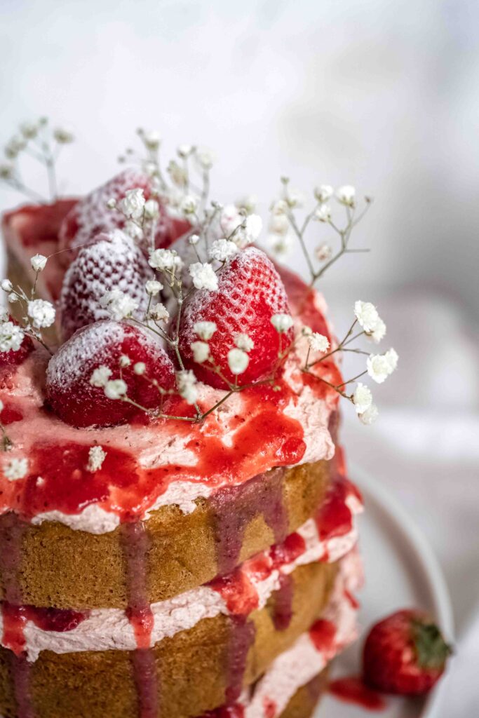 Easy Gluten-free Cake with Strawberry Swiss Meringue Buttercream