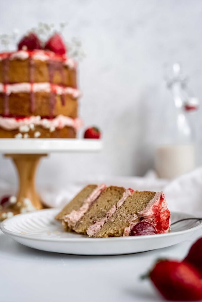 Easy Gluten-free Cake with Strawberry Swiss Meringue Buttercream