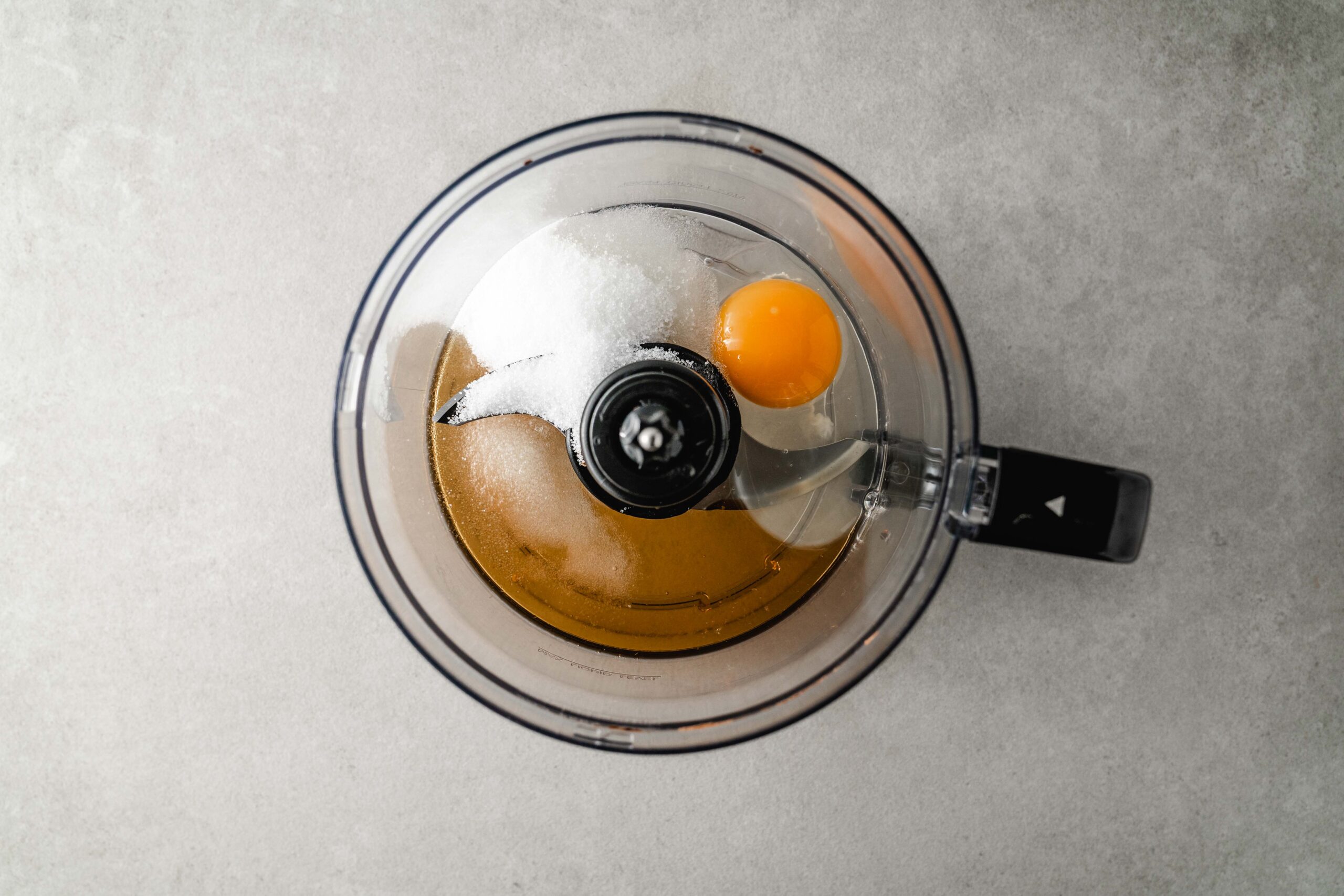 to make the healthy protein brownies that are gluten free, first you'll mix the egg and sugars in food processor