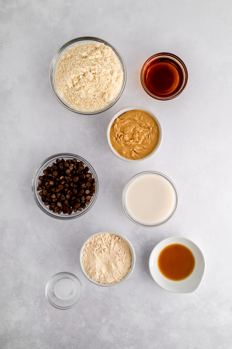 ingredients to make edible protein cookie dough that is gluten free and dairy free